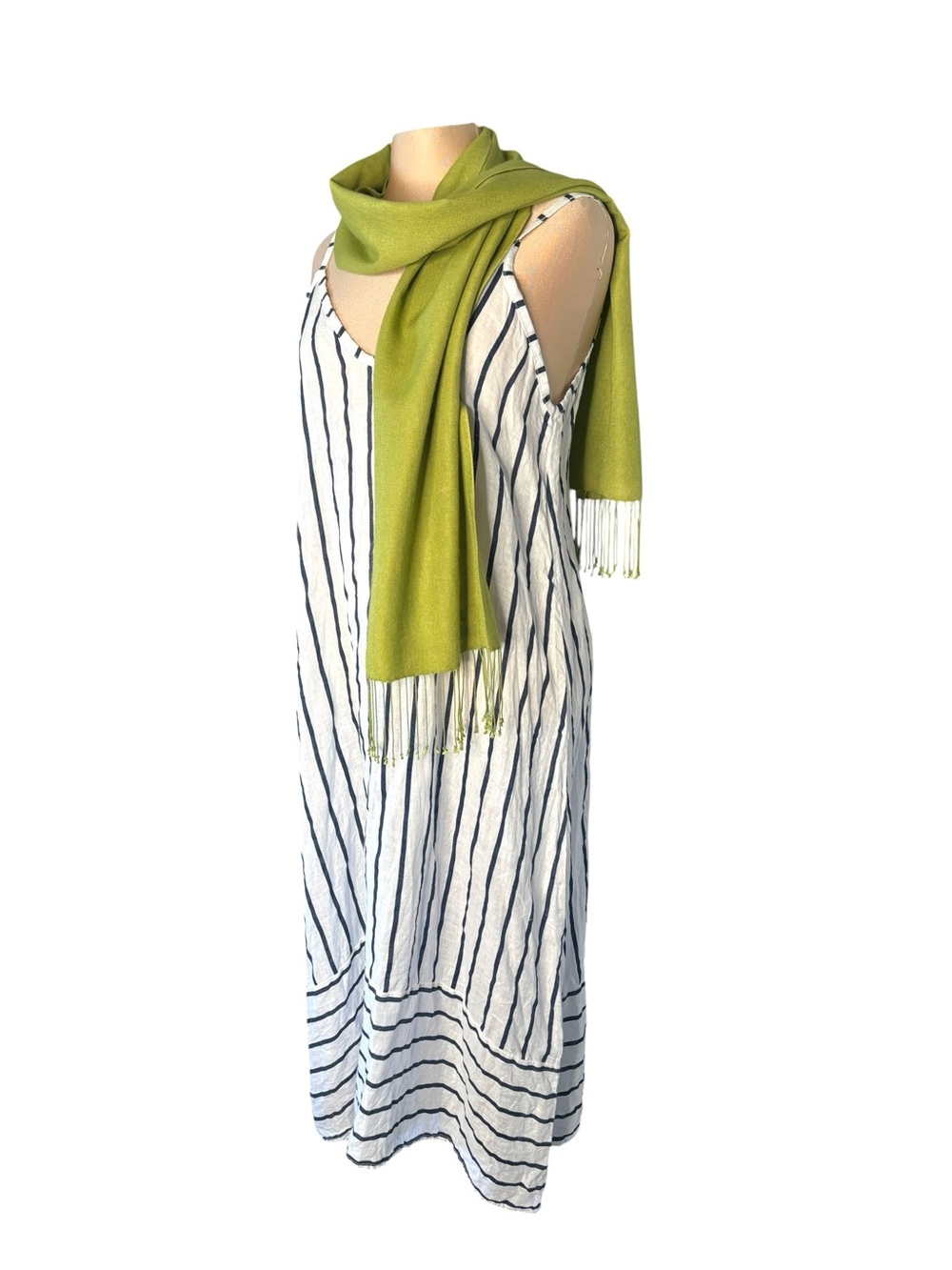 Holt Renfrew Chartreuse Cashmere-Silk Pashmina Scarf Wrap 60 x 10”